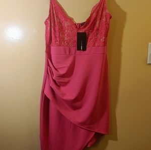 Fashion Nova asymmetrical fushia cocktail dress